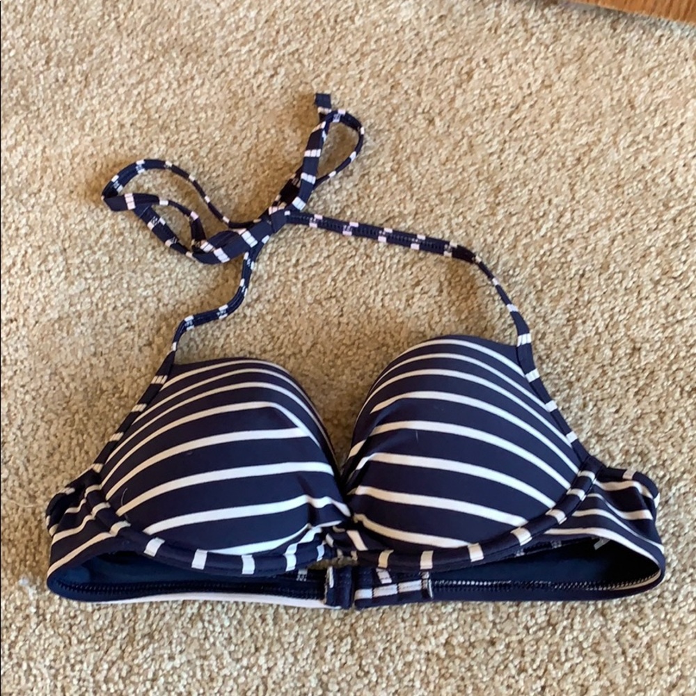 Navy and white bikini set